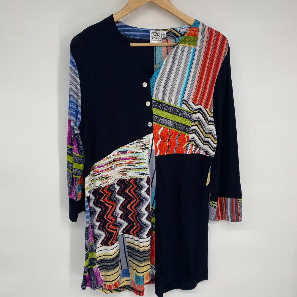 Parsley & Sage Tunic Top Medium Pattern Patchwork… - image 1